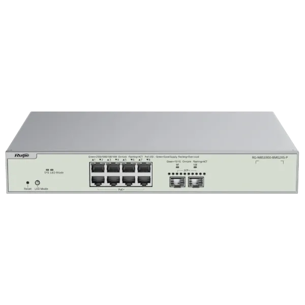 Комутатор 10 портів керований Ruijie RG-NBS3300-8MG2XS-P PoE