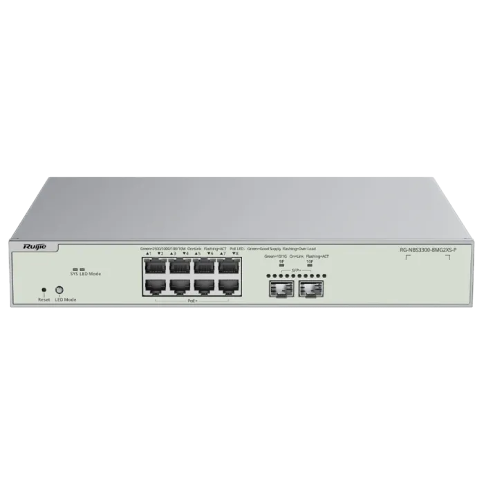 Комутатор 10 портів керований Ruijie RG-NBS3300-8MG2XS-P PoE